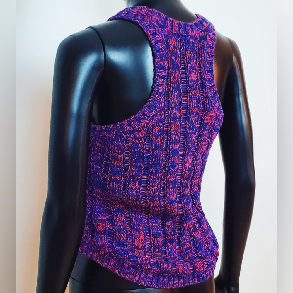 Club Monaco Purple and Pink Thick Knit Vest Sweater